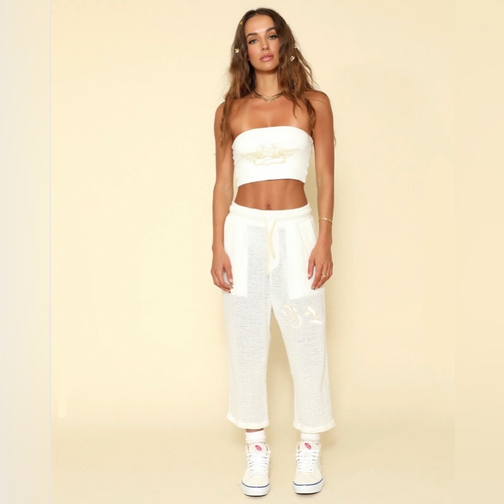 Boys Lie White and Yellow Relaxed Fit Pants